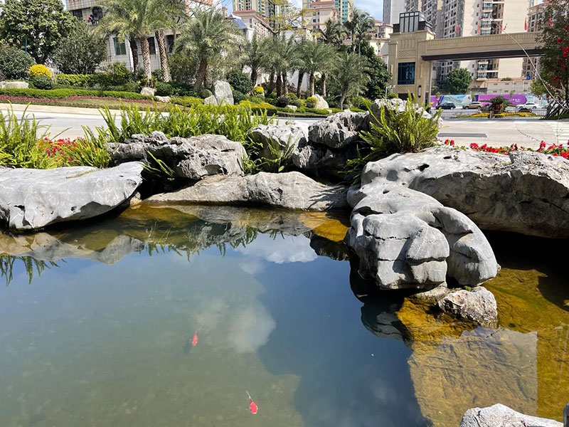 河北鱼池驳岸假山施工厂家